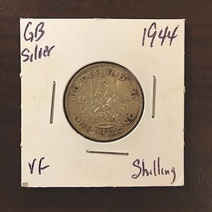 Vintage Authentic 1944 GB Silver Shilling Coin